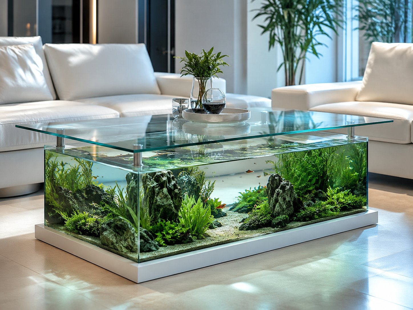 Table aquarium — réalisé par O&M Aquascape