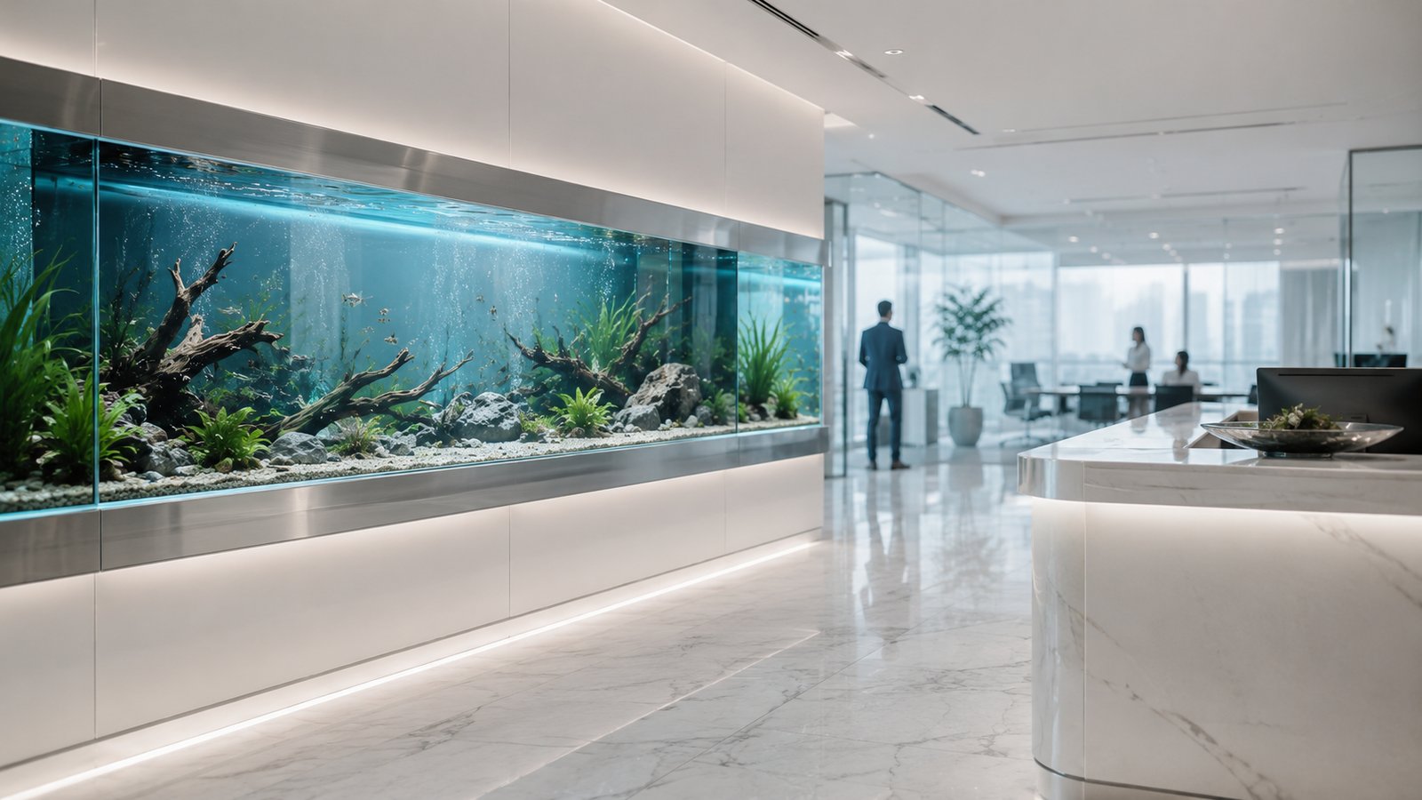 Aquarium professionnel — réalisé par O&M Aquascape