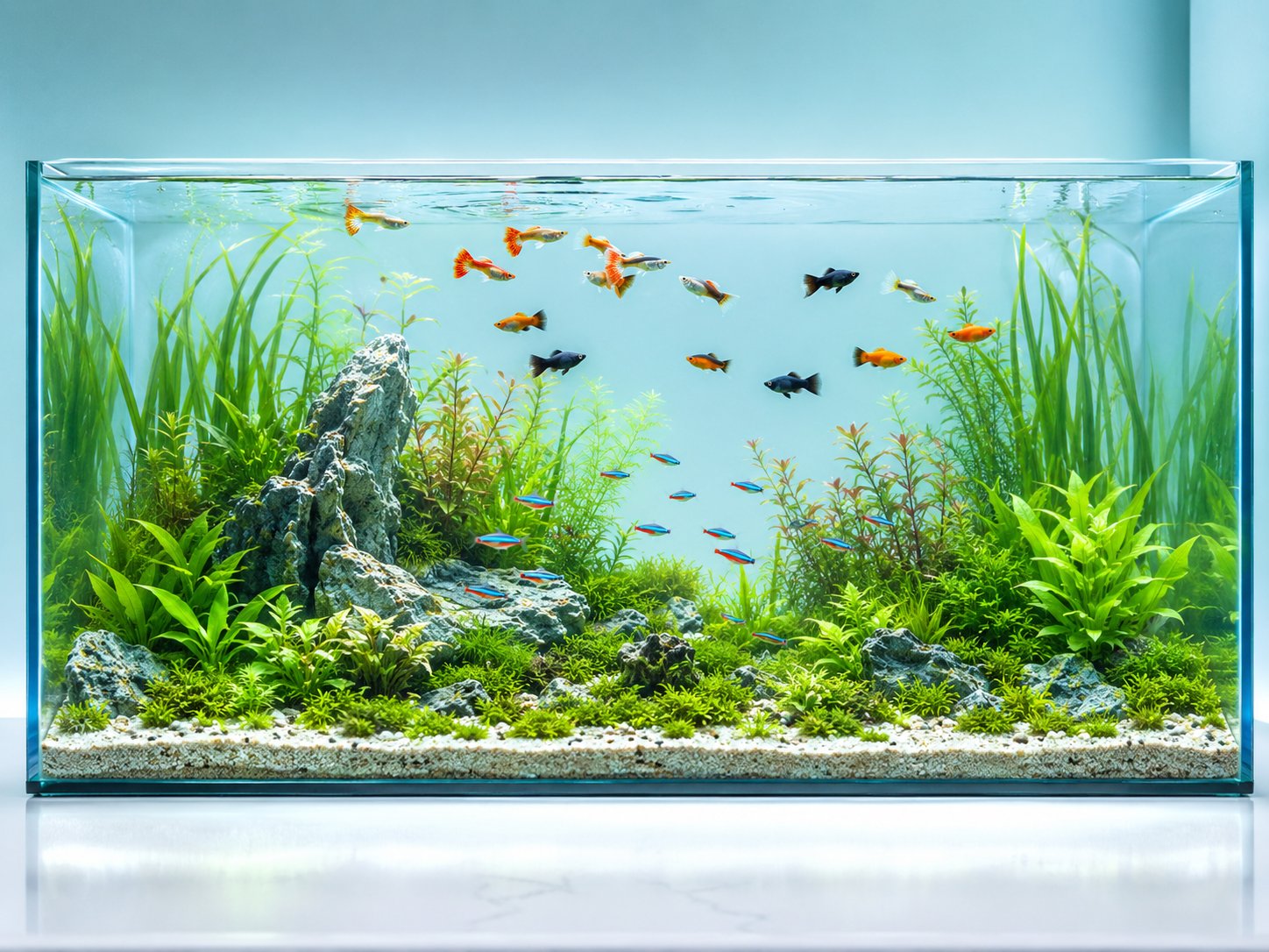Aquarium classique d'eau douce — réalisé par O&M Aquascape