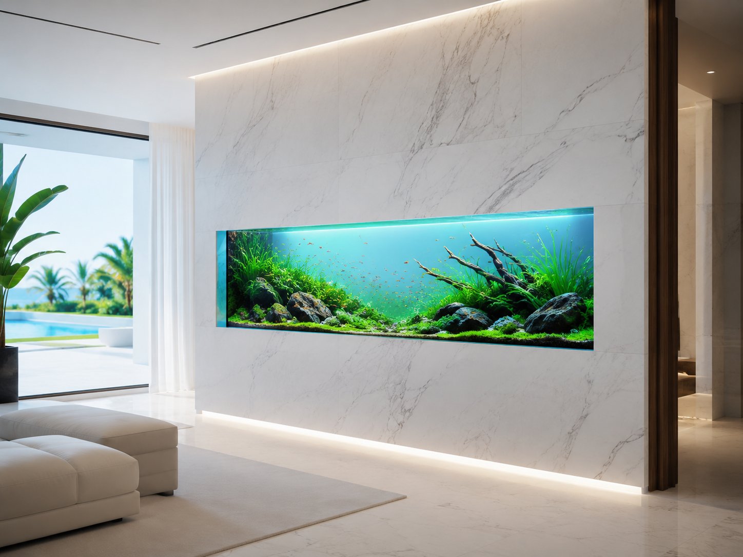 Aquarium mural — réalisé par O&M Aquascape